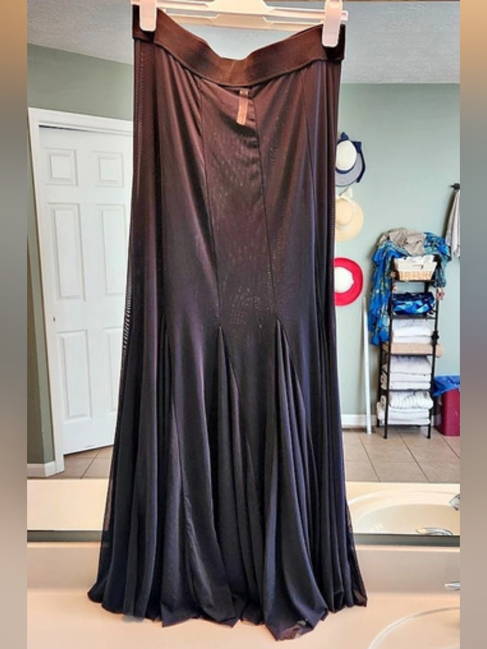 Free People Godet Girl Sheer Black Maxi Skirt  Size Medium Half Slip